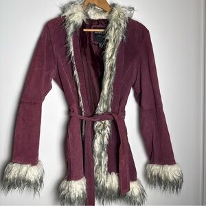 Neutral Zone Women’s Trimmed Suede Jacket in Pink Genuine Leather Size Medium